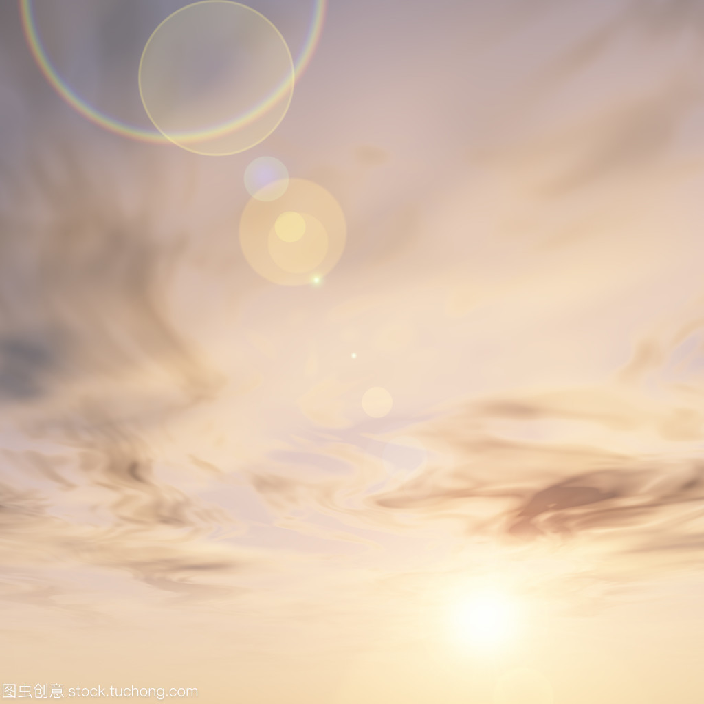 地平线上的云与日